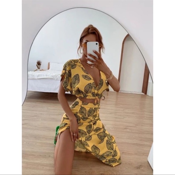 ZARA 2 PIECE LINEN CROPPED TOP AND RUCHED SKIRT - Picture 4 of 10